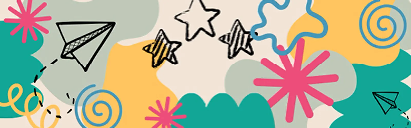 a festive background with colors and symbols