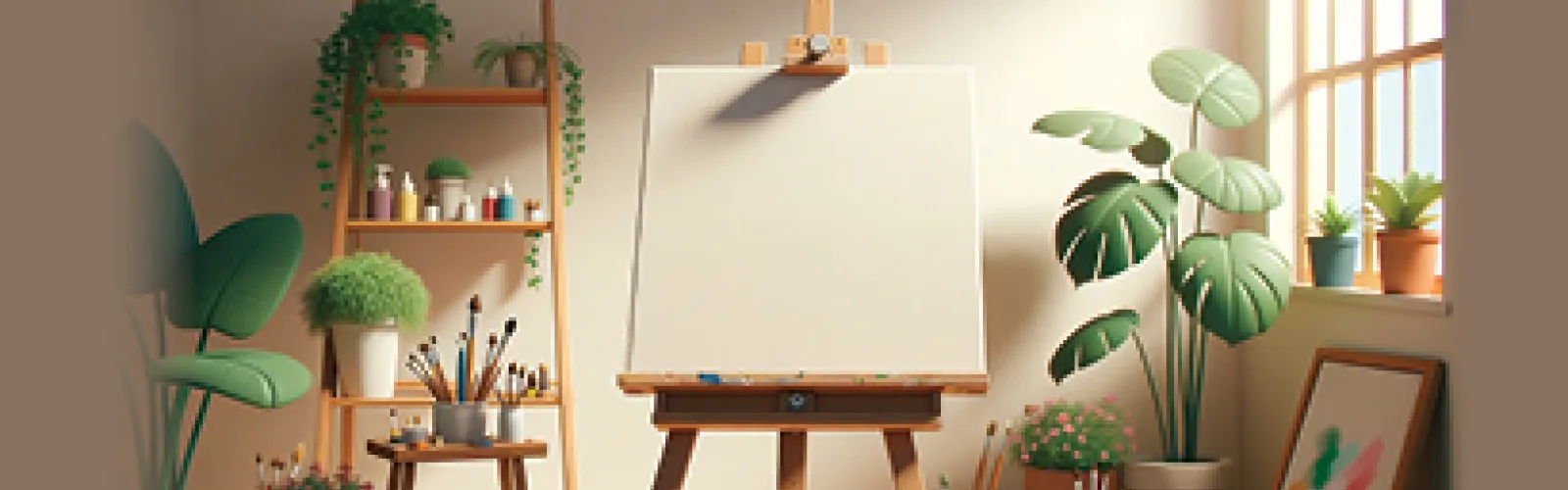 An art easel set up in a small room.