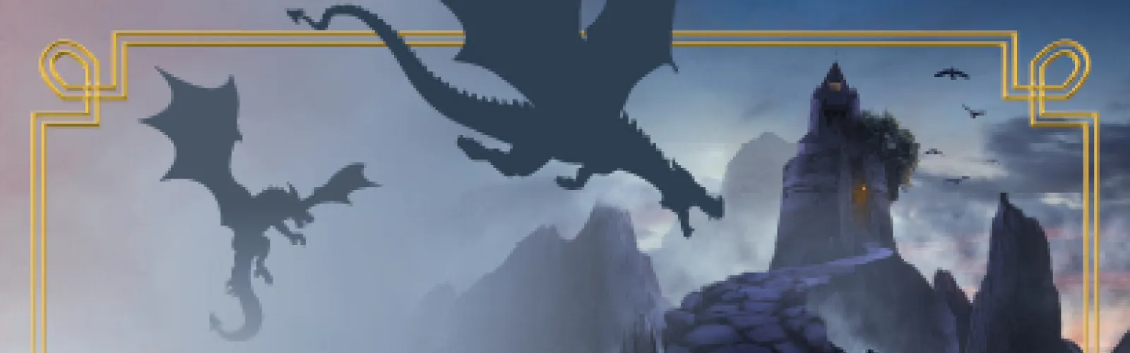 dragons flying in a gray sky