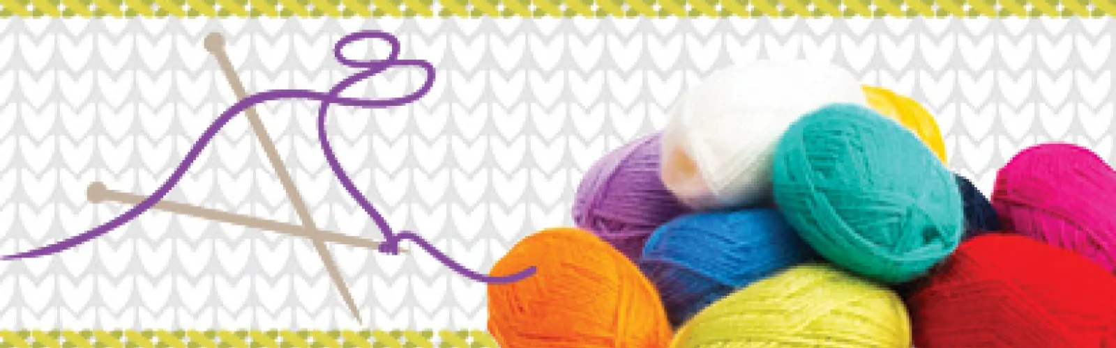 knitting needles and bundles of yarn