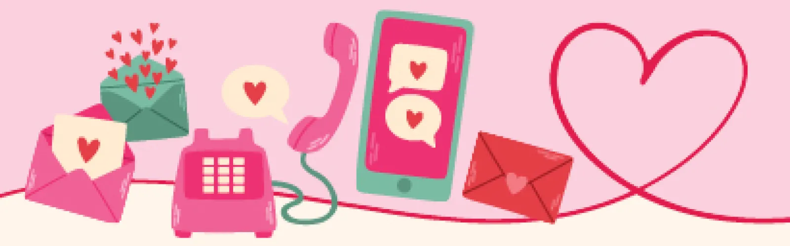 pink items including a phone and hearts