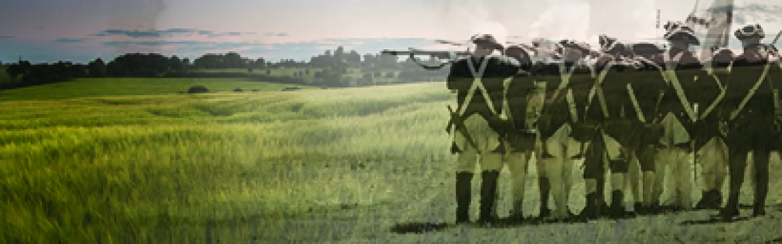 revolutionary era solders standing on a battlefield